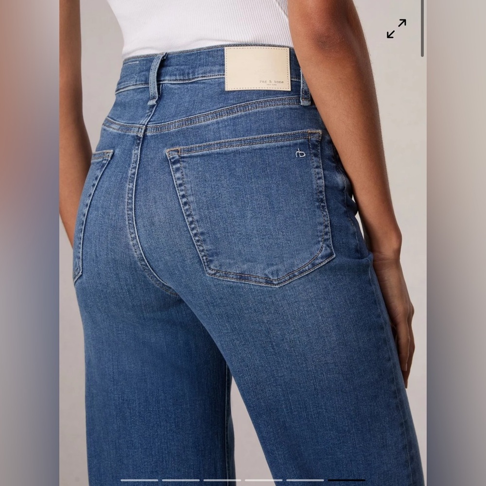 Rag & Bone Epic Andi High Rise Ankle Wide Jeans in Scout Size 28 Cropped Stretch - Picture 10 of 16